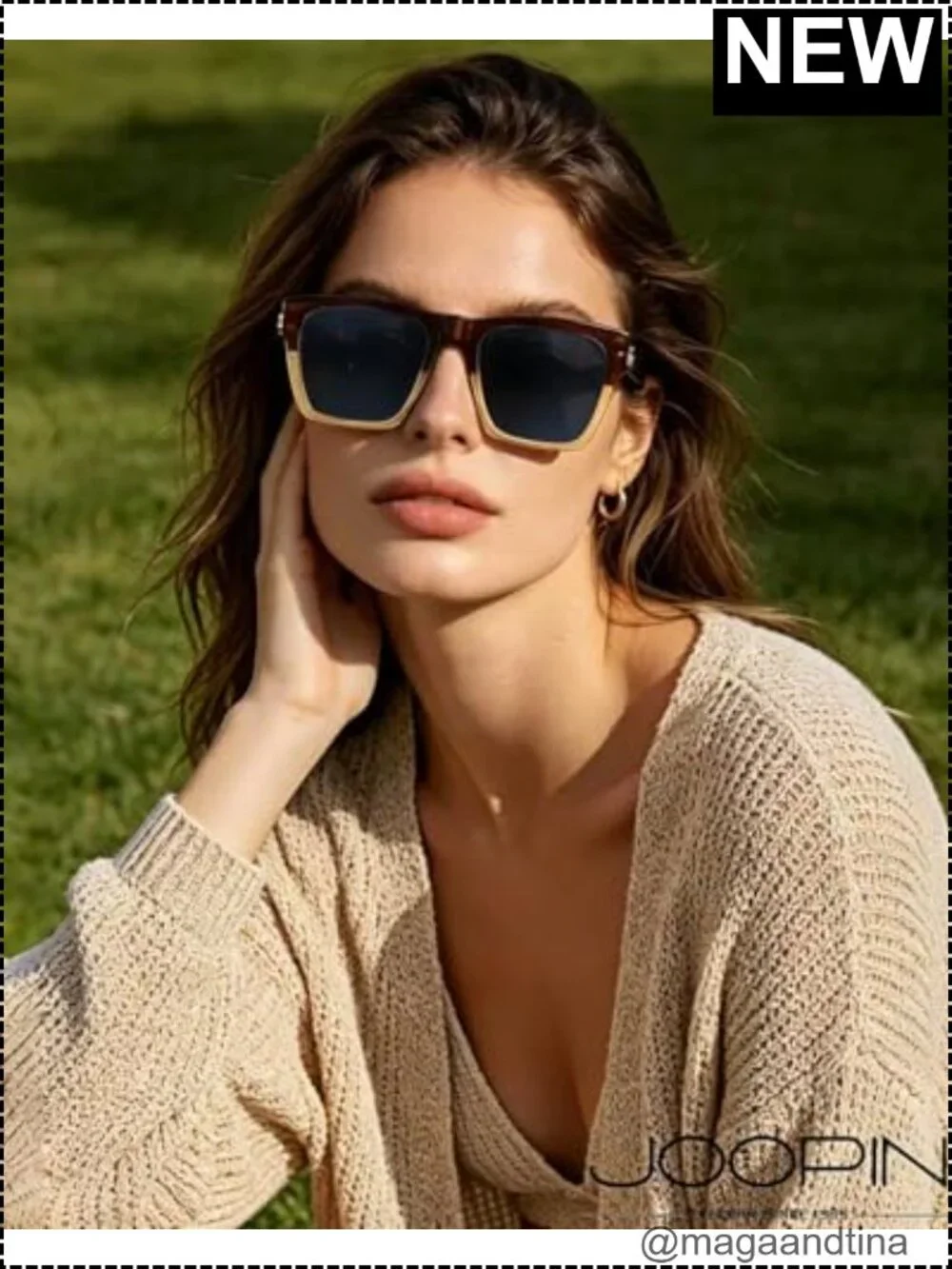 Oversized Acetate Square Sunglasses Polarized UV Protection